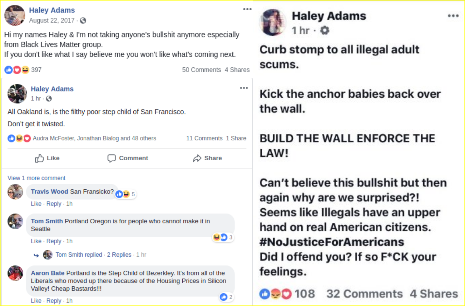 Haley Adams is a white supremacist who rallies people to violence