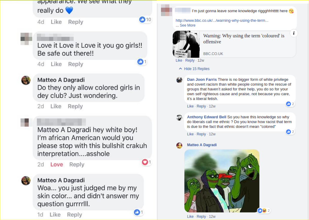 Matteo Dagradi makes racist posts on facebook