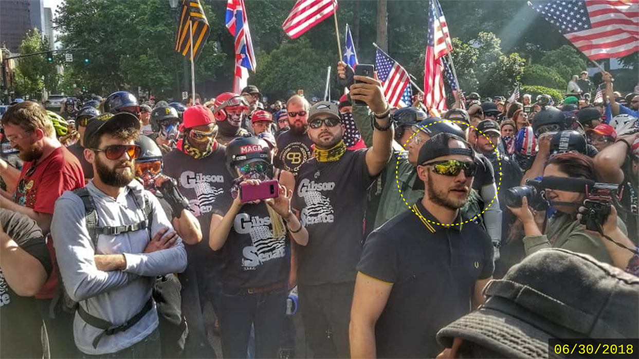 Aaron Williamson at Joey Gibson's violent June 30 rally